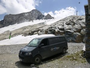 Assembly van in the mountains